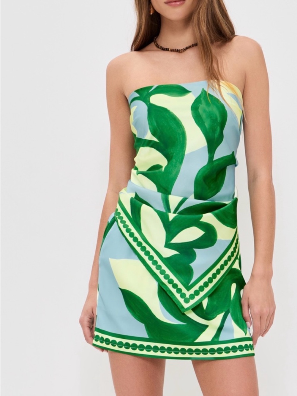 Seven Wonders Strapless Green Leaf two piece